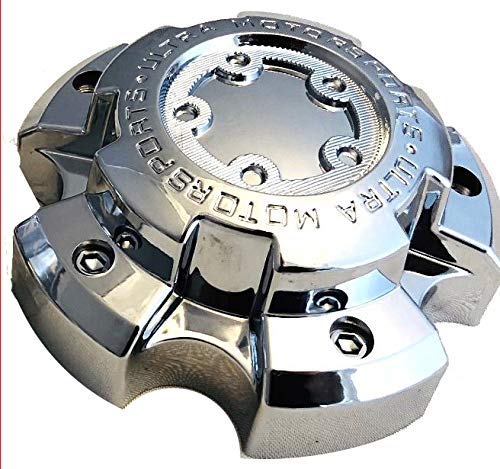 Ultra 5 Lug Chrome Wheel Center Cap (Qty 1) p/n # 89-9855 with Bolts replacement wheel center cap part 89-9855