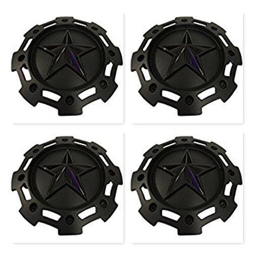 4 Pack KMC XD Series 811 Rockstar 2 Matte Black w Black Star Center Cap SC-198 SC-190 replacement wheel center cap part SC-198
