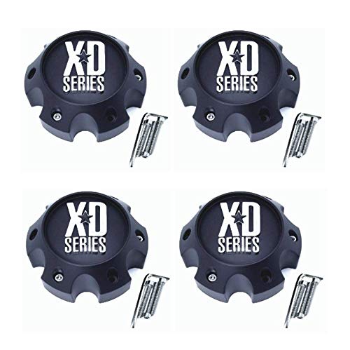 4 x KMC XD Series 796 797 798 Matte Flat Black 6 Lug Wheel Center Cap 1079L145 - Wheel Center Caps