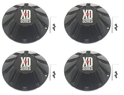 4x KMC XD Series Gloss Black Wheel Center Hub Caps Bolt-On for 8x6.5 8x165.1 5x5 5x127 5x135 XD806 Bomb replacement wheel center cap part XD806