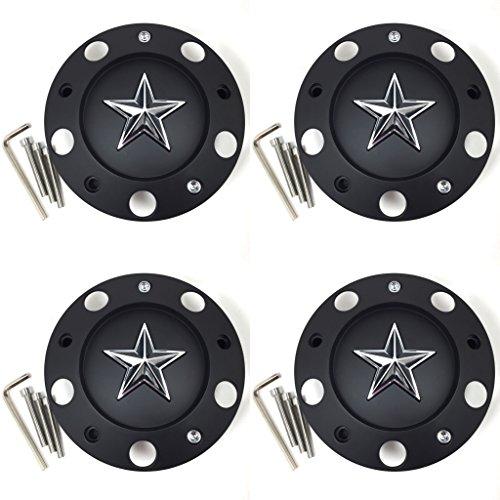 4x KMC XD Series Matte Black Wheel Center Hub Caps 6"OD Bolt-On for 5x115 5x120 5x4.5 5x114.3 5x100 5x112 4x4.5 4x114.3 4x100 5x4.25 5x108 KM775 Rockstar replacement wheel center