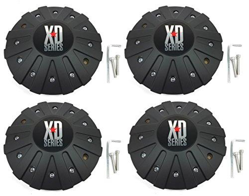 4x KMC XD Series Matte Black Wheel Center Hub Caps Bolt-On for 5x4.5 5x114.3 5x5 5x127 6x5.5 6x139.7 6x135 8x6.5 8x165.1 5x5.5 5x139.7 5x150 8x170 5x135 XD778 Monster replacement
