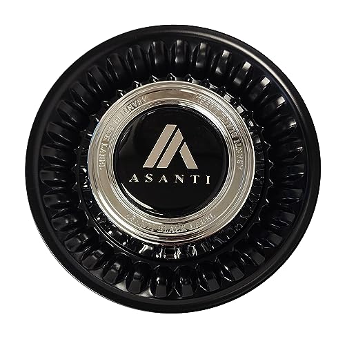Asanti Black Tiara 1002-74MD Gloss Black and Chrome Center Cap Bolt On replacement wheel center cap part 1002-74MD