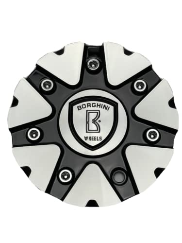 Borghini B20 Black and Machined Wheel Center Cap CSB20-2A replacement wheel center cap part CSB20-2A