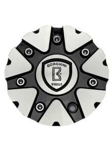 Borghini B20 Black and Machined Wheel Center Cap CSB20-2A - Wheel Center Caps