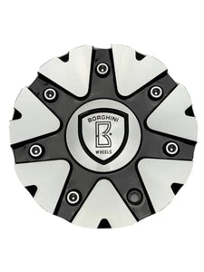 Borghini Black and Machined Wheel Center Cap CSB20-1A - Wheel Center Caps