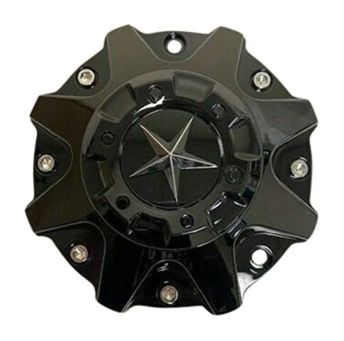 DFD Wheels ER038 Gloss Black with Chrome Star Wheel Center Cap Texas Lone Star replacement wheel center cap part ER038
