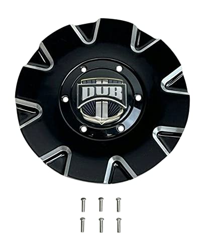 Dub Gloss Black and Milled Wheel Center Cap with Screws Cap 16390-15BME M-860BK01 Cap M-860 replacement wheel center cap part 16390-15BME