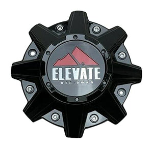 Elevate Off-Road Gloss Black and Red Logo Wheel Center Cap CW0396 - wheelcentercaps