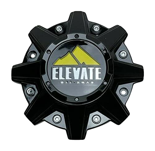 Elevate Off-Road Gloss Black and Yellow Logo Wheel Center Cap CW0396 - wheelcentercaps