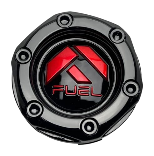 Fuel Gloss Black and Red Logo Snap in Wheel Center Cap 1003-44GBQ - Wheel Center Caps