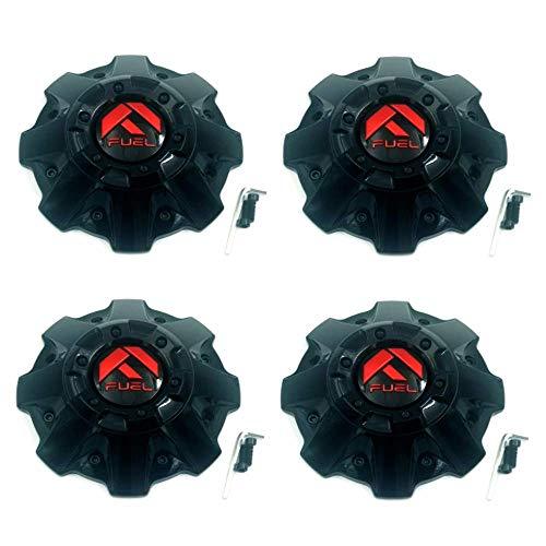 Fuel Offroad 4 Pack Wheels 1001-63GBQ 1001-63 Cap M-542 Gloss Black with Red Logo Center Cap replacement wheel center cap part 1001-63GBQ