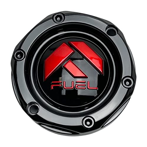 Fuel Offroad Wheels 1003-36GBQ Gloss Black and Red UTV Center Cap Anza D557 D558 D583 - Wheel Center Caps