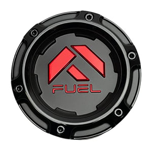 Fuel Offroad Wheels 1005-50SGBQ Gloss Black Center Cap with Red Logo - Wheel Center Caps