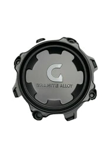 Granite Alloy Satin Black and Gloss Black Logo Wheel Center Cap A89 A89-8909 - Wheel Center Caps