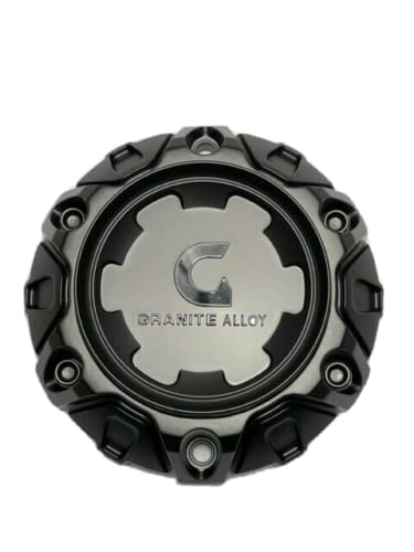 Granite Alloy Satin Black and Gloss Black Logo Wheel Center Cap A89 A89-8956 replacement wheel center cap part A89-8956