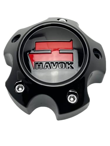 Havok Gloss Black Red Logo Wheel Center Cap CBH05-2P CBH05-B2P - Wheel Center Caps