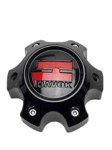 Havok Gloss Black Red Logo Wheel Center Cap CBH06-1P CBH06-1P-1 - Wheel Center Caps