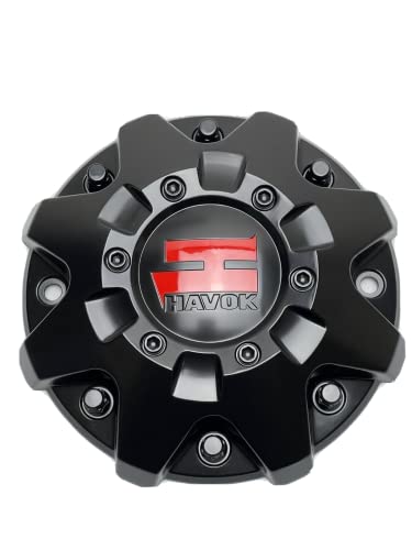 Havok Matte Black and Red Logo Wheel Center Cap CBH103-A2P SJ1402-03 replacement wheel center cap part CBH103-A2P