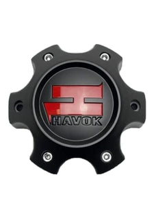 Havok Matte Black Red Logo Wheel Center Cap CBH06-1P CBH06-1P-1 - Wheel Center Caps