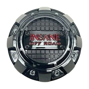 Insane Off Road Gloss Black and Red Logo Wheel Center Cap 721L182 - wheelcentercaps