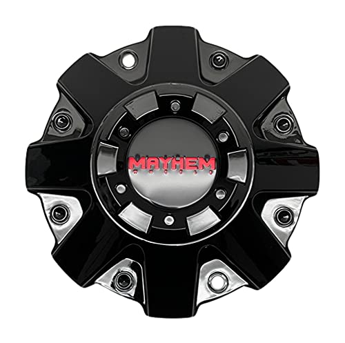 Mayhem Wheels C108015BR01 81222090F-16 Gloss Black with Red Logo Center Cap replacement wheel center cap part C108015BR01
