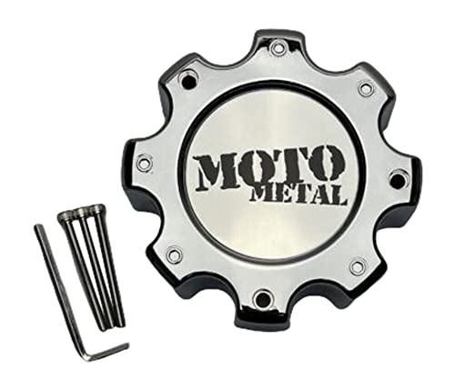 Moto Metal Chrome 8 Lug Wheel Center Cap with Screws MO909B8165C HE835B8165-AA - Wheel Center Caps