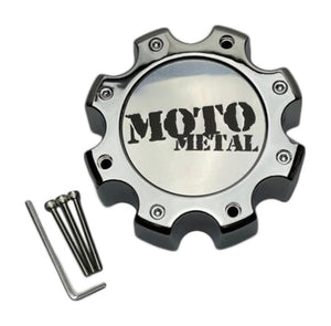 Moto Metal Chrome Tall 8 Lug Wheel Center Cap with Screws 845L172R 845L172 - Wheel Center Caps