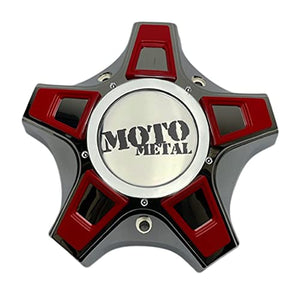 Moto Metal Wheels Cap M-952 Chrome Wheel Center Cap with Red Inserts - Wheel Center Caps