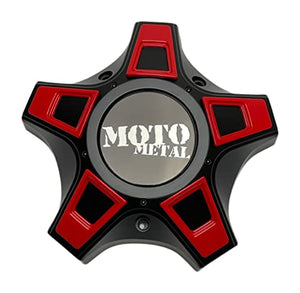 Moto Metal Wheels Cap M-952BK04 Cap M-952 Matte Black with Red Inserts Center Cap - Wheel Center Caps