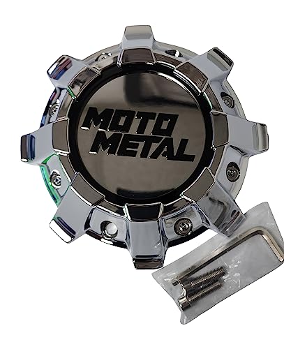 Moto Metal Wheels T186L214-H55-C1 Chrome Center Cap with Gloss Black Logo - Wheel Center Caps