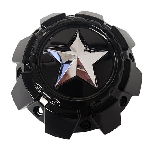 MSA Wheels M50L142-H49-GBCH Gloss Black Center Cap with Chrome Star replacement wheel center cap part M50L142-H49-GBCH