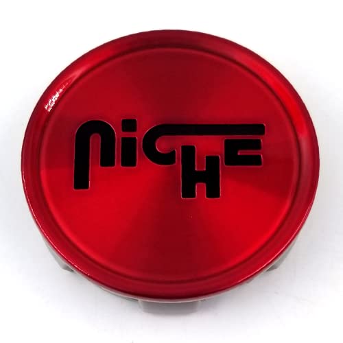 Niche Wheels 1003-24QLB Gloss Candy Red Black Logo 2.95 Snap in M118 M117 M196 Wheel Center Cap replacement wheel center cap part 1003-24QLB