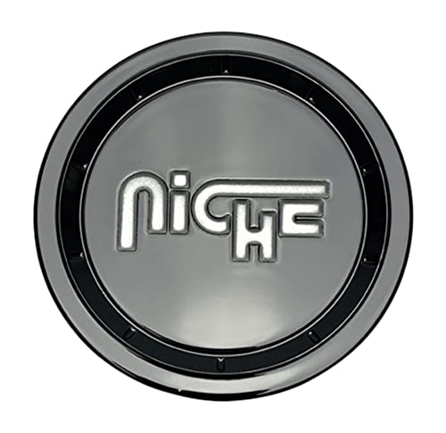 Niche Wheels 1005-24-05GBS Gloss Black with Silver Logo Center Cap replacement wheel center cap part 1005-24-05GBS