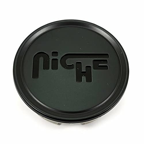 Niche Wheels 1005-62MBL Matte Black with Gloss Black Logo 5x4.75 5x120.65 M117 replacement wheel center cap part 1005-62MBL