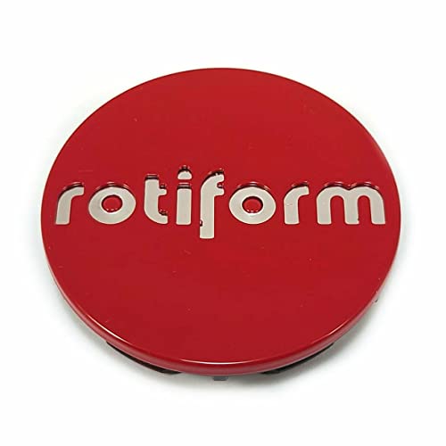 Rotiform Wheels 1003-40RC Center Hub Cap Red 2.36 Inch Chrome Logo for 5-Lug replacement wheel center cap part 1003-40RC