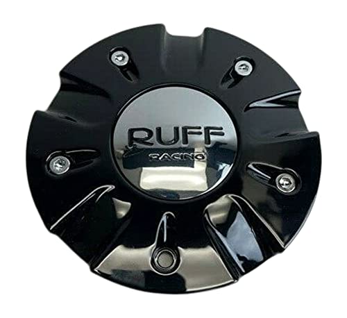 Ruff Racing Gloss Black and Chrome Logo Wheel Center Cap C5079-1-CAP-R935 replacement wheel center cap part C5079-1-CAP-R935