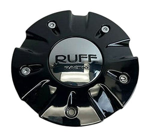 Ruff Racing Gloss Black and Chrome Logo Wheel Center Cap C5079-1-CAP-R935 - wheelcentercaps