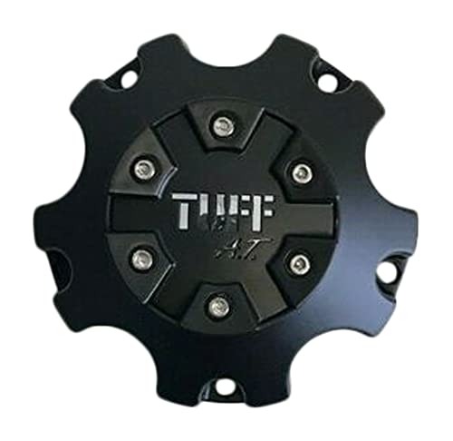 Tuff Matte Black and Chrome Logo 5 Lug Wheel Center Cap C611907-1CAP replacement wheel center cap part C611907-1CAP