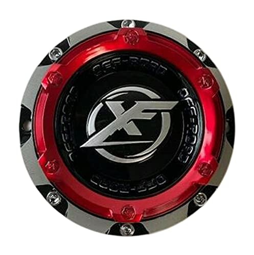 XF OFF-ROAD C-969-2 Gloss Black with Red Top Wheel Center Cap replacement wheel center cap part C-969-2