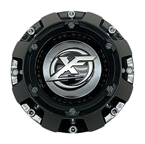 XF OFF-ROAD C-969-4 Gloss Black with Satin Black Overlay Wheel Center Cap - wheelcentercaps