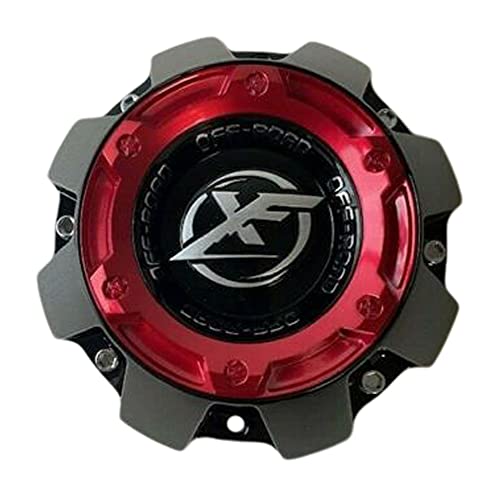 XF OFF-ROAD Gloss Black with Red Top Wheel Center Cap 1444L227H HT005-65 - wheelcentercaps