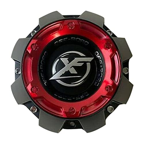 XF OFF-ROAD Matte Black with Red Top Wheel Center Cap 1444L227H HT005-65 replacement wheel center cap part 1444L227H