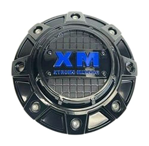 Xtreme Mudder Gloss Black and Blue Logo Wheel Center Cap 1216 - wheelcentercaps