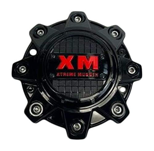 Xtreme Mudder Gloss Black and Red Logo Wheel Center Cap 8080 replacement wheel center cap