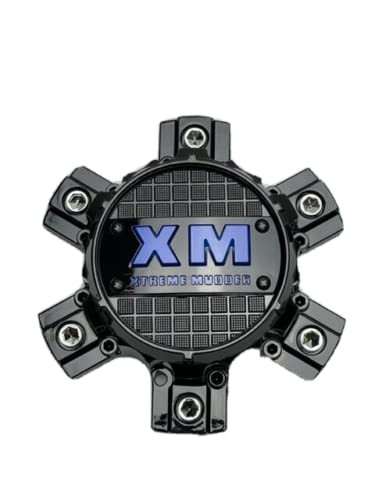 Xtreme Mudder Gloss Black Blue Logo Wheel Center Cap 0211-139 replacement wheel center cap part 0211-139