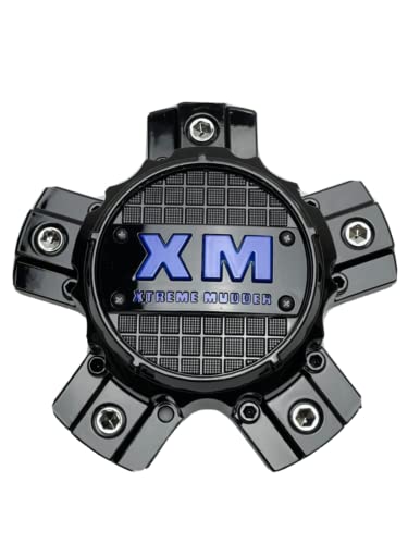 Xtreme Mudder Gloss Black Blue Logo Wheel Center Cap 0211-150 replacement wheel center cap part 0211-150
