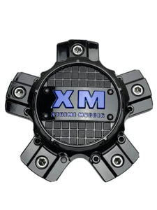 Xtreme Mudder Gloss Black Blue Logo Wheel Center Cap 0211-150 - Wheel Center Caps