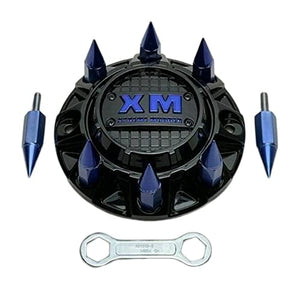 Xtreme Mudder Gloss Black Blue Spikes Wheel Center Cap A0101B - wheelcentercaps