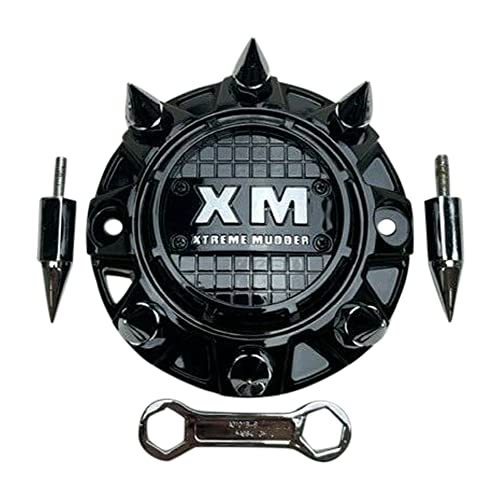 Xtreme Mudder Gloss Black Chrome Spikes Wheel Center Cap A0101B - wheelcentercaps